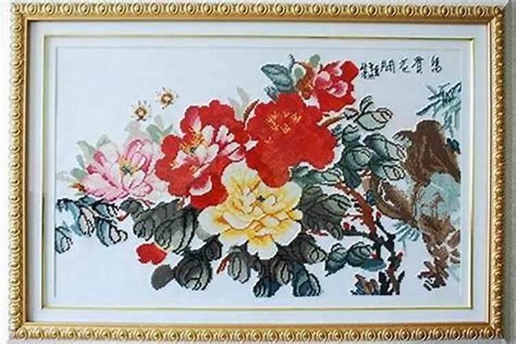 风水八骏图十字绣正确挂法